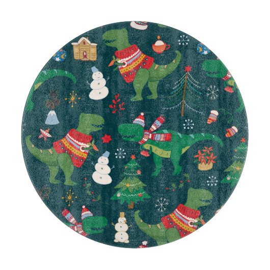 Dinosaurus T-Rex: Nieuwjaar. Snijplank (Voorkant)