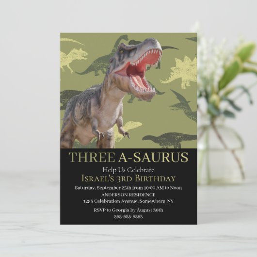 Dinosaurus T Rex Patroon Jurassic World Kaart (Staand voorkant)