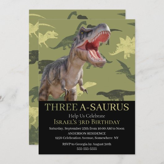 Dinosaurus T Rex Patroon Jurassic World Kaart (Voorkant / Achterkant)