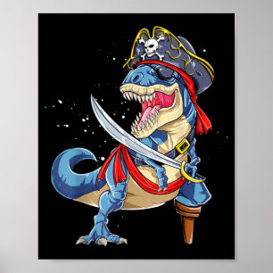 Dinosaurus T rex Piraat Jolly Roger Halloween Grap Poster