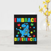 Dinosaurus T-rex Puzzel Omarm Verschillen Autisme  Kaart (Gele Bloem)