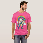 Dinosaurus T Rex Rainbow Cloud schittert T-shirt (Voorkant volledig)