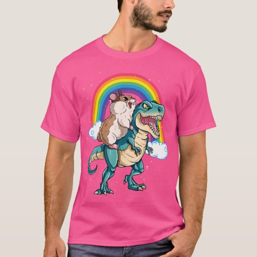 Dinosaurus T Rex Rainbow Cloud schittert T-shirt (Voorkant)