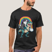 Dinosaurus T Rex Rainbow Cloud schittert T-shirt (Voorkant)