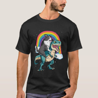 Dinosaurus T Rex Rainbow Cloud schittert T-shirt