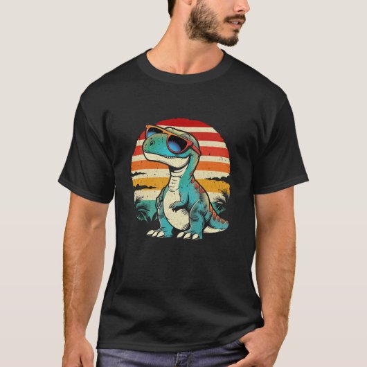 Dinosaurus T-Rex Retro Nieuwigheid Mannen Kinder V T-shirt (Voorkant)