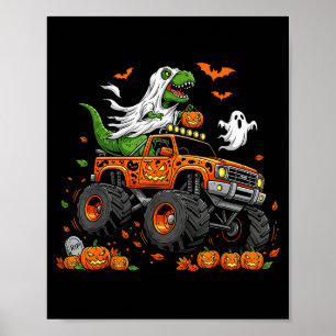 Dinosaurus T-rex rijdend op Monster Truck Hallowee Poster