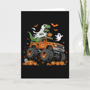 Dinosaurus T-rex Rijdt Monster Truck Halloween Man Kaart