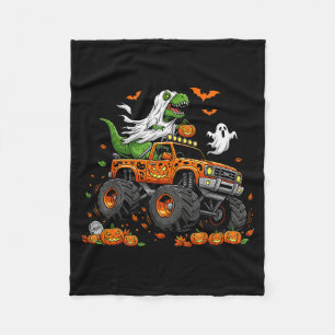Dinosaurus T-rex Rijdt Monstertruck Halloween Mann Fleece Deken