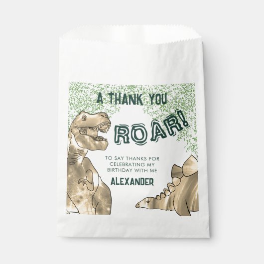 Dinosaurus T-Rex Roar Verjaardagsfeestje Dank u Bedankzakje (Voorkant)