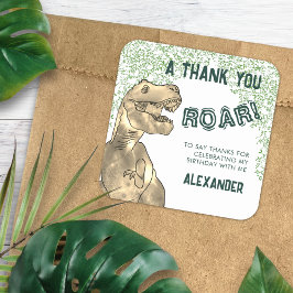 Dinosaurus T-Rex Roar Verjaardagsfeestje Dank u Vierkante Sticker