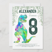 Dinosaurus T-Rex Roar Verjaardagsfeestje Kaart (Voorkant)