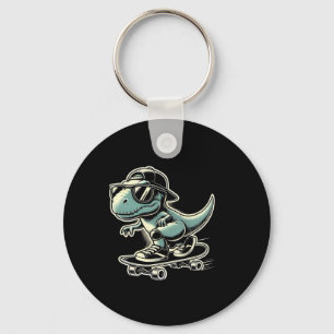 Dinosaurus T Rex Skateboarden Funny Retro Skaten  Sleutelhanger