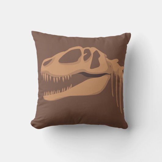 Dinosaurus T-rex Skelet Fossiel Bruin Kinderkamer Kussen (Voorkant)