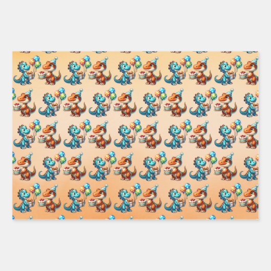 Dinosaurus T-rex thema Gepersonaliseerde Verjaarda Inpakpapier Vel (Voorkant 3)