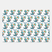 Dinosaurus T-rex thema Gepersonaliseerde Verjaarda Inpakpapier Vel (Voorkant 2)