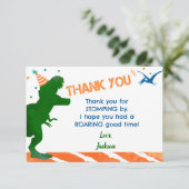 Dinosaurus T-Rex Trex Verjaardagsfeest Dank Je Kaa Kaart (Staand voorkant)