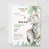 Dinosaurus T-rex Uitnodiging voor verjaardagsfeest (Voorkant)