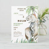 Dinosaurus T-rex Uitnodiging voor verjaardagsfeest (Staand voorkant)