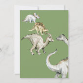 Dinosaurus T-rex Uitnodiging voor verjaardagsfeest (Achterkant)