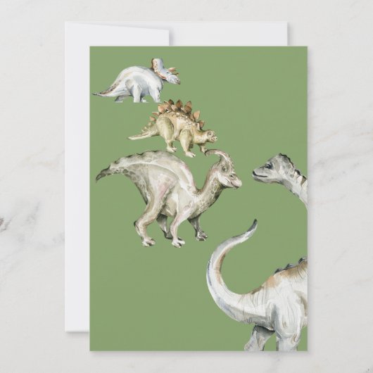 Dinosaurus T-rex Uitnodiging voor verjaardagsfeest (Achterkant)