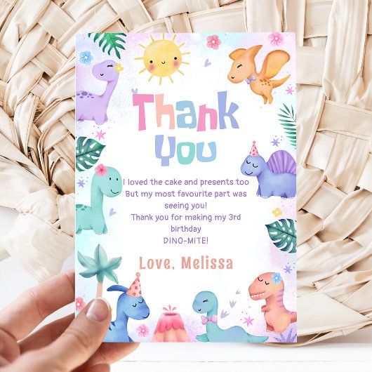 Dinosaurus T-Rex Verjaardag Bedankt Kaart