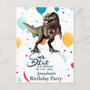 Dinosaurus T-rex Verjaardag Bewaar de datum Briefkaart