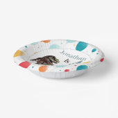 Dinosaurus T Rex Verjaardag Grijs Papieren Kommen (Gebogen)