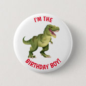 Dinosaurus T Rex VERJAARDAG Jongen Ronde Button 5,7 Cm (Voorkant)
