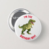 Dinosaurus T Rex VERJAARDAG Jongen Ronde Button 5,7 Cm (Voorkant /achterkant)