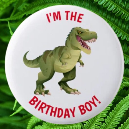 Dinosaurus T Rex VERJAARDAG Jongen Ronde Button 5,7 Cm