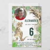 Dinosaurus T-Rex Verjaardagsfeest Foto Kaart (Voorkant)
