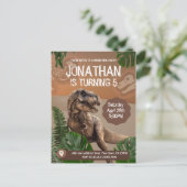 Dinosaurus T rex Verjaardagsfeest Thema Party Briefkaart (Staand voorkant)