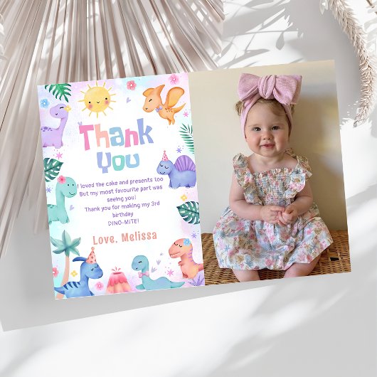 Dinosaurus T-Rex Verjaardagsfoto Bedankkaart