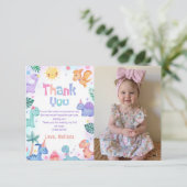 Dinosaurus T-Rex Verjaardagsfoto Dank Je Kaart (Staand voorkant)