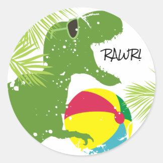 Dinosaurus t-rex zomerplezier strandbal stickers