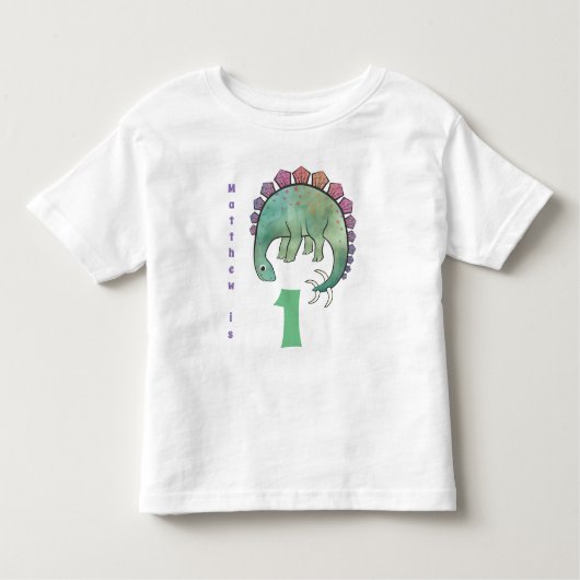 Dinosaurus T-shirt JONGENS 1e verjaardag NAAM en L (Voorkant)