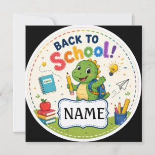 Dinosaurus terug naar school-boekplaatlabel kaart