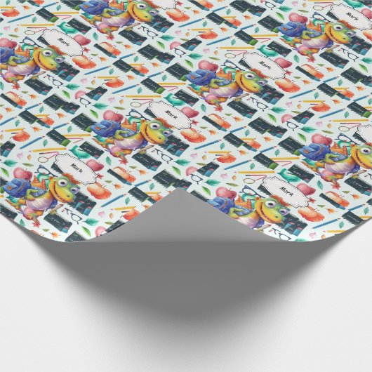 Dinosaurus Terug naar school thema voor student Cadeaupapier (Hoek)