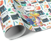 Dinosaurus Terug naar school thema voor student Cadeaupapier (Rol Hoek)