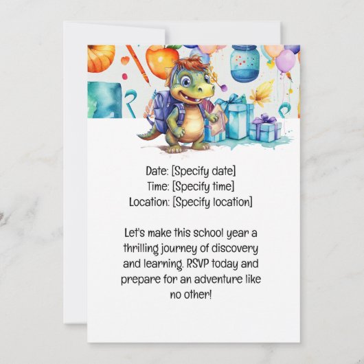 Dinosaurus terug naar school thema voor Student  Kaart (Achterkant)