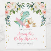 Dinosaurus Theepartij Verjaardag Baby Shower Bloem Wijn Etiket (Enkel label)
