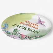 Dinosaurus Thema 1e Verjaardag Papier Borden Papieren Bordje (Gekanteld)