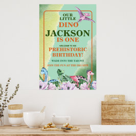 Dinosaurus thema 1e verjaardag poster