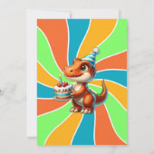 Dinosaurus thema 1e verjaardagsfeestje kaart (Achterkant)