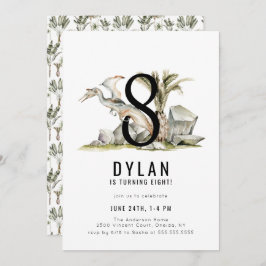 Dinosaurus Thema 8e Verjaardagsfeestje Kaart