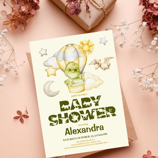 Dinosaurus thema Baby shower Kaart
