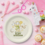 Dinosaurus thema Baby shower Papieren Bordje<br><div class="desc">Ervaar de sensatie van dineren met de dino's met behulp van onze "Dinosaur Theme Baby shower Paper Borden." Deze borden dienen niet alleen om voedsel te serveren, ze zijn de toegangspoort tot een prehistorisch feest. Of je nu een baby-verkenner of een jonge paleontoloog verwacht, deze borden voegen een vleugje avontuur...</div>