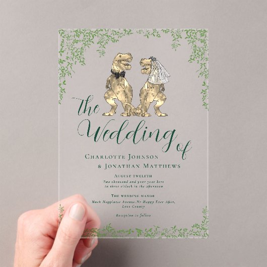 Dinosaurus thema bruiloft acryl uitnodigingen (Insitu (Draagbaar))