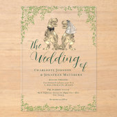 Dinosaurus thema bruiloft acryl uitnodigingen (Voorkant)